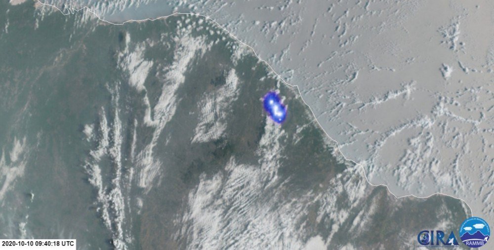 Satélite Geo Estacionário Meteorológico GOES-16 registrou o bólido que explodiu sobre a Serra do Baturité